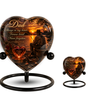 Fishing Urn for Dad – Gone Fishing Urn for Human Ashes, Fishing Cremation Urn & Personalized Dad Memorial Urn