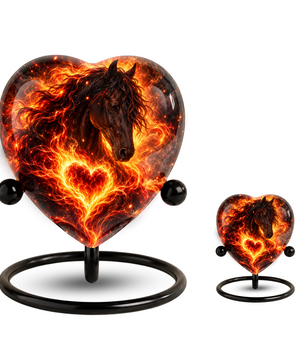 Optimized SEO Title Fiery Horse Heart Cremation Urn for Ashes, Personalized Adult Memorial Urn, Horse Cremation Urn