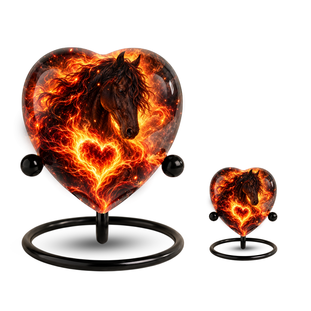 Optimized SEO Title Fiery Horse Heart Cremation Urn for Ashes, Personalized Adult Memorial Urn, Horse Cremation Urn