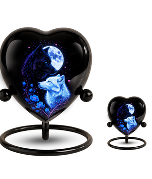 Wolf & Moon Heart Adult Urn – Adult Urn, Urns for Adult Ashes,Adult Cremation Urns