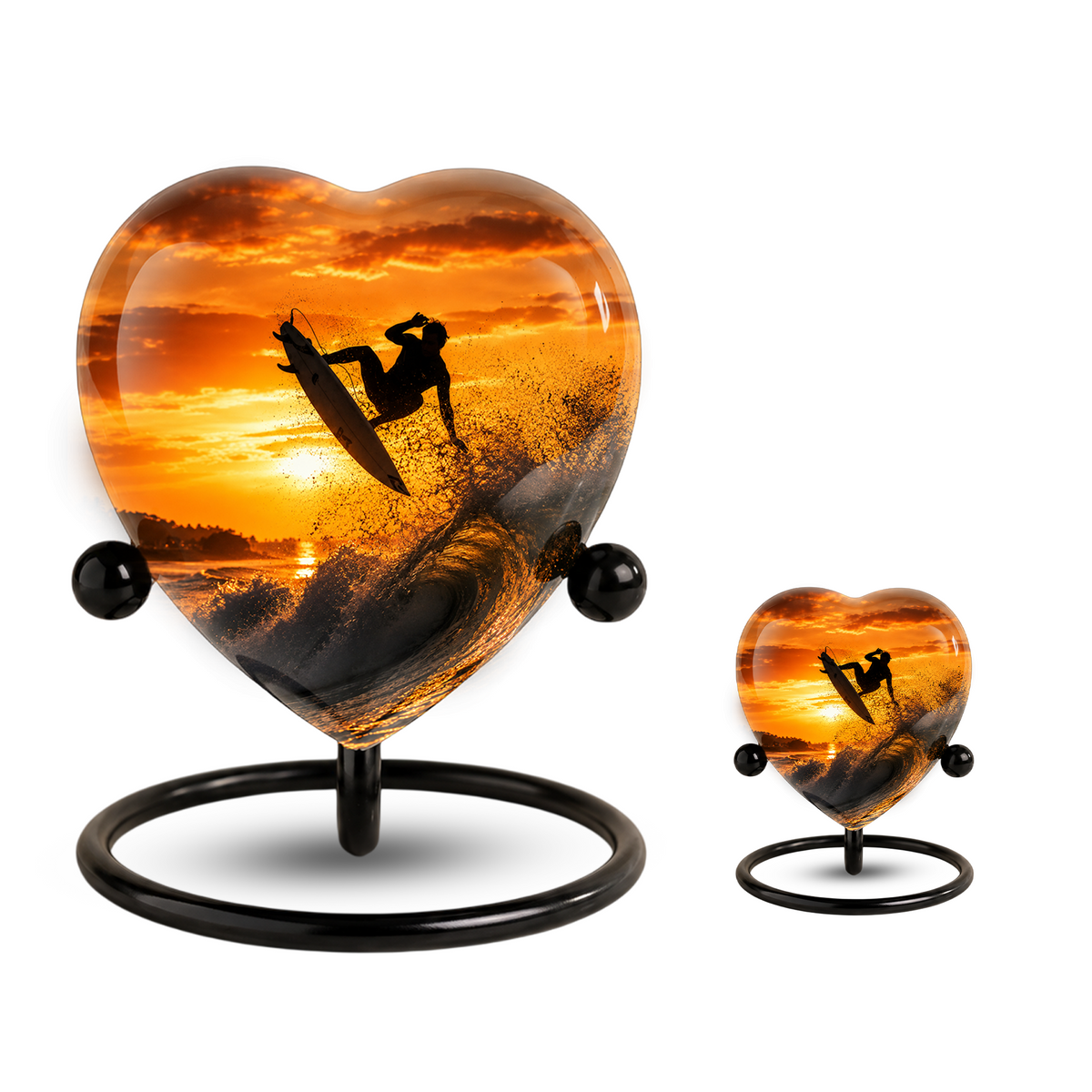 Personalized Urn for Dad, Adult Male Cremation Urn for Ashes, Surfing Memorial Urn for Father & Son