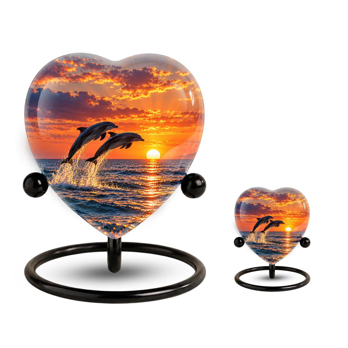 Dolphin Couple Cremation Urn for Ashes, Dolphin Memorial Urn, Personalized Ocean Urn, Heart Shaped Cremation Urn,