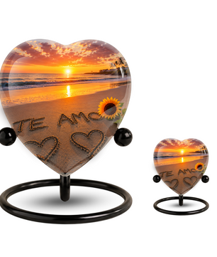 Beach Urn – Beach Urn for Human Ashes, Ocean Sunset Cremation Urn & Beach Keepsake Urn
