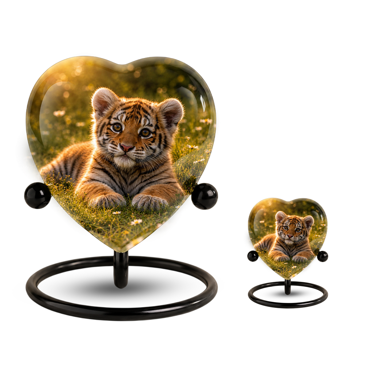 Tiger Urn for Ashes, Heart Shaped Memorial Urn, Personalized Tiger Cremation Urn