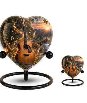 Guitar Cremation Urn for Ashes, Musician Memorial Urn, Heart Shaped Memorial Urn