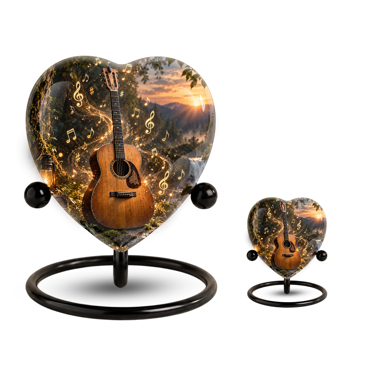 Guitar Cremation Urn for Ashes, Musician Memorial Urn, Heart Shaped Memorial Urn