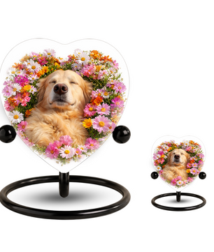 Golden Retriever Flower Heart Adult Urn for Ashes – Peaceful Floral Memorial Cremation Urn