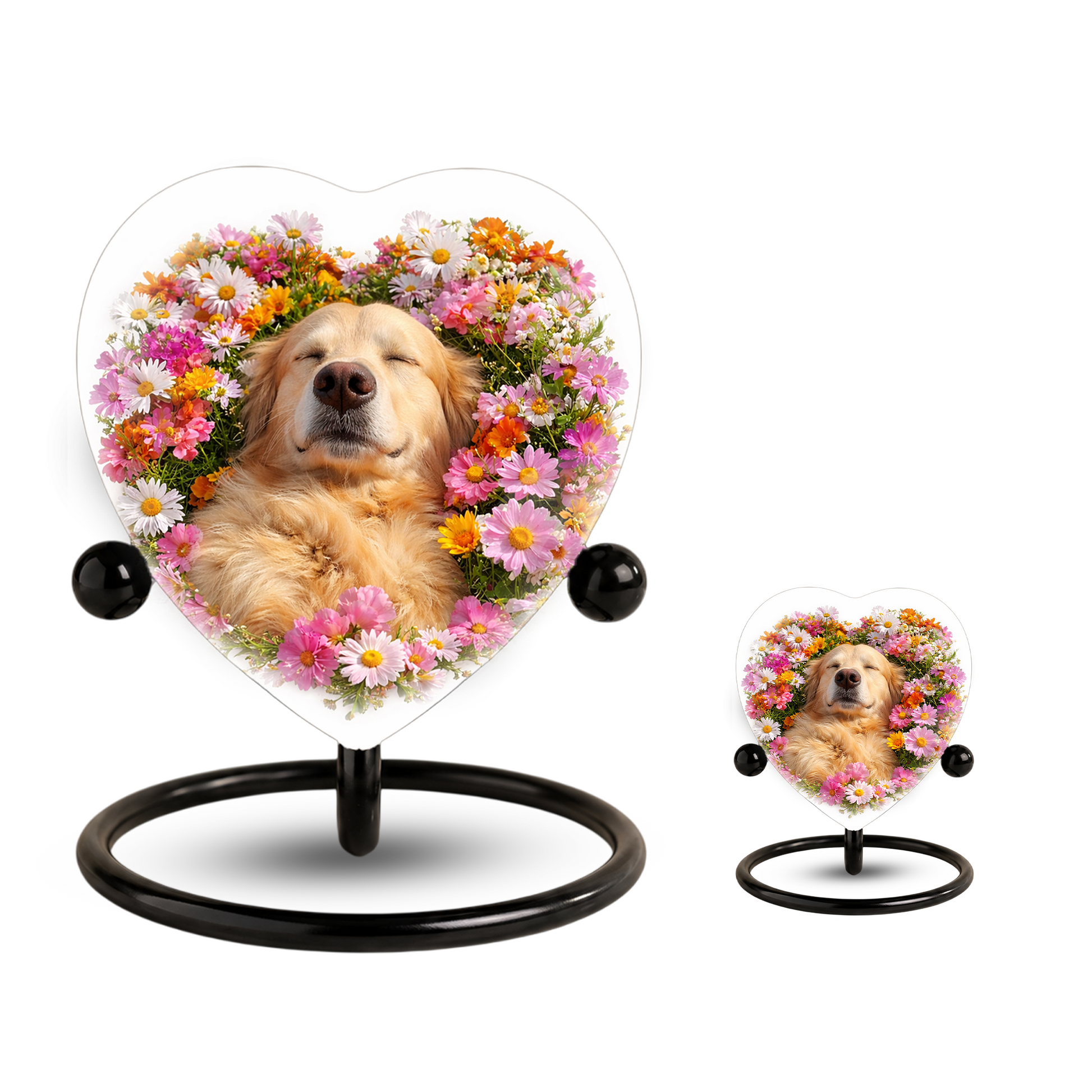 Golden Retriever Flower Heart Adult Urn for Ashes – Peaceful Floral Memorial Cremation Urn
