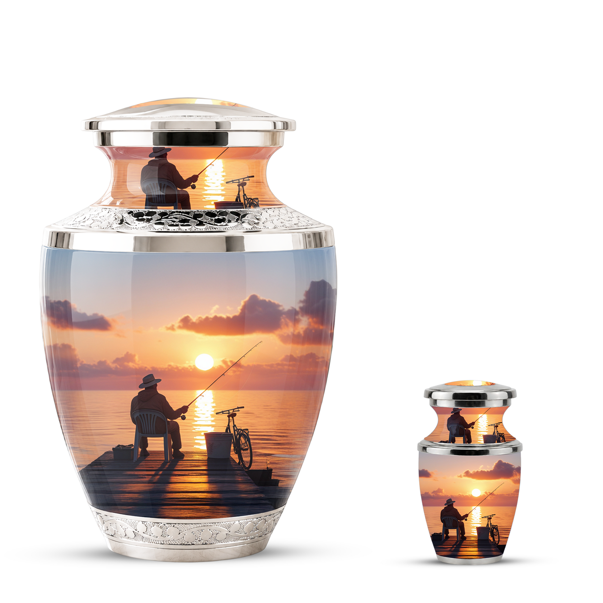 Gone Fishing Cremation Urn for Dad, Personalized Fisherman Funeral Urn for Male