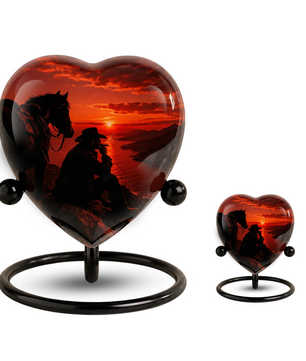 Cowboy Sunset Urn for Dad, Personalized Western Cremation Urn for Adult Male Ashes
