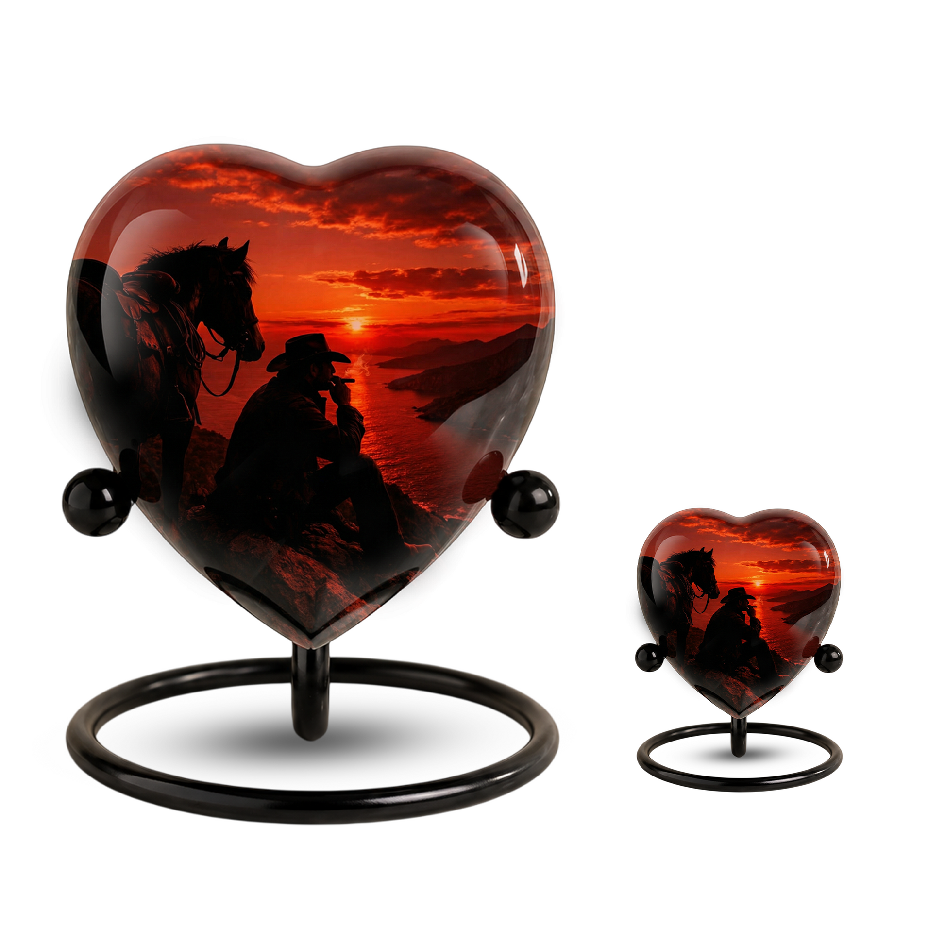 Cowboy Sunset Urn for Dad, Personalized Western Cremation Urn for Adult Male Ashes