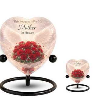 Rose Urn for Mom – Heart-Shaped Mother in Heaven Cremation Memorial Urn