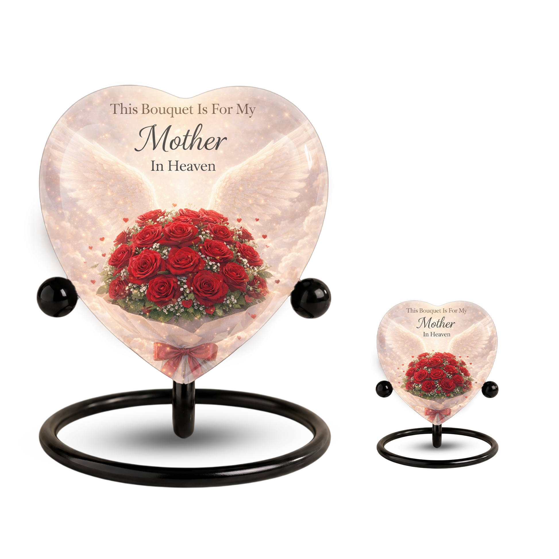 Rose Urn for Mom – Heart-Shaped Mother in Heaven Cremation Memorial Urn