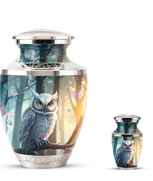 Owl Cremation Urn for Men & Women - Personalized Ashes Container for Adults