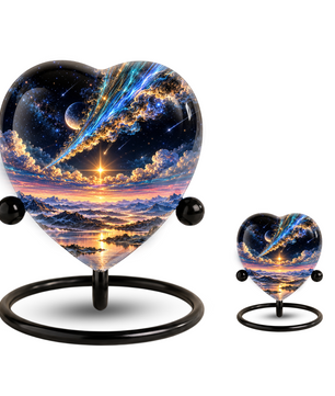 Optimized SEO Title Galaxy Mountain Heart Cremation Urn for Ashes, Personalized Adult Memorial Urn