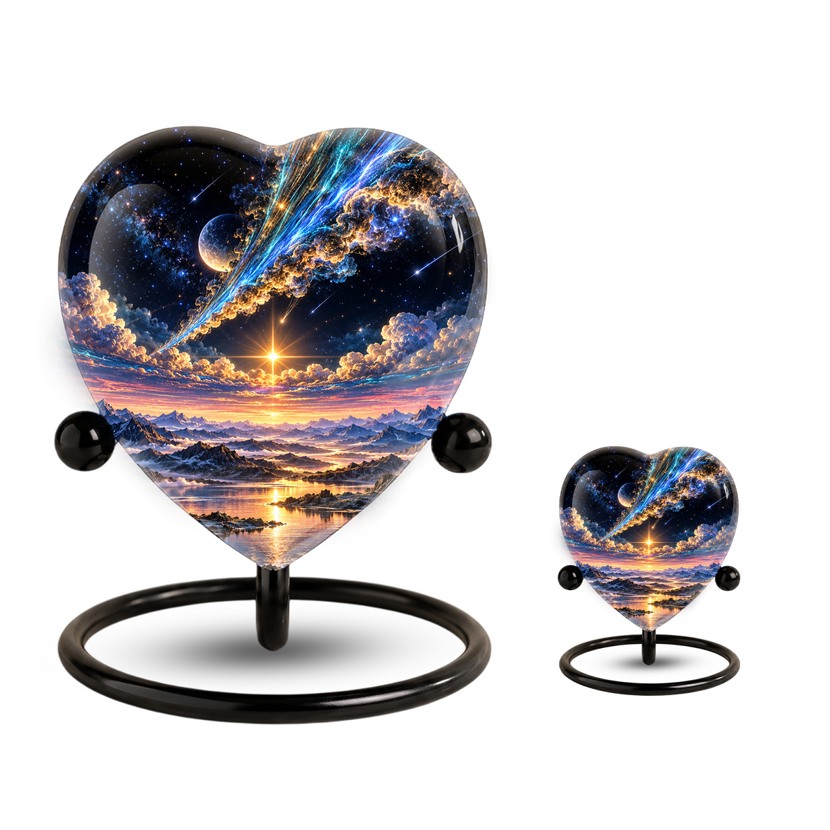 Optimized SEO Title Galaxy Mountain Heart Cremation Urn for Ashes, Personalized Adult Memorial Urn