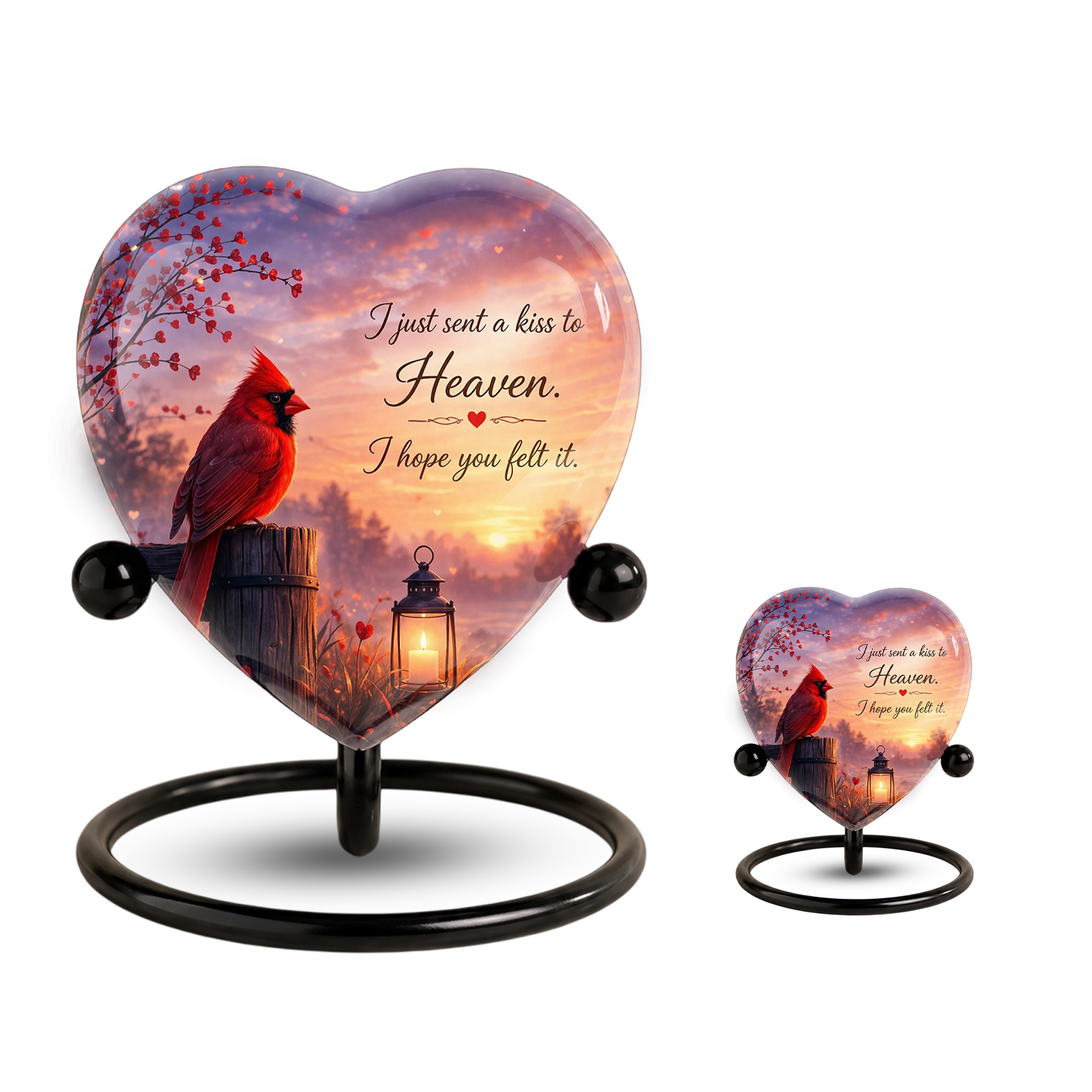 Cardinal Memorial Heart Urn, Adult Cremation Urn and Adult Urns for Ashes