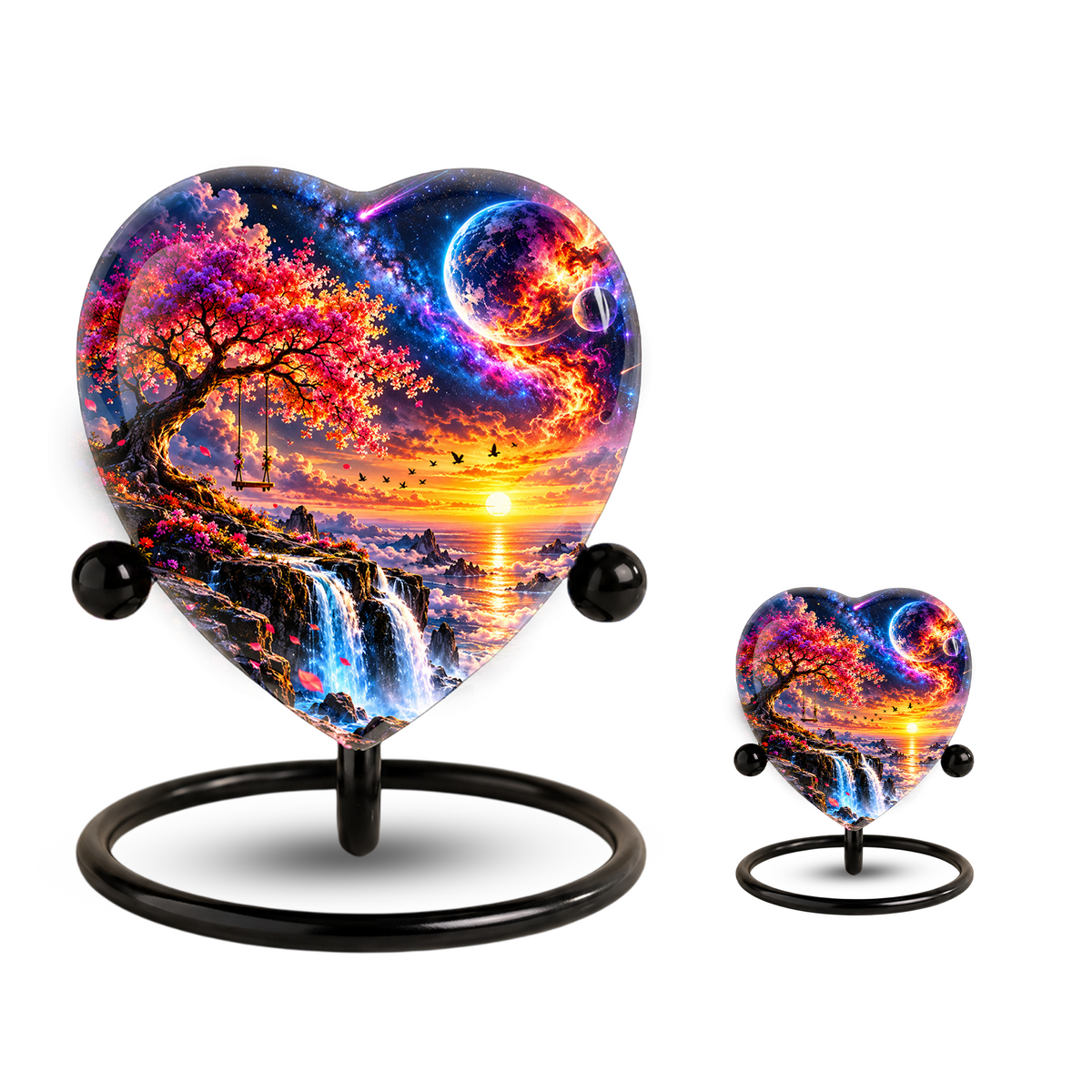 Fantasy Tree Heart Cremation Urn for Ashes, Personalized Adult Memorial Urn, Heart Shaped Cremation Urn
