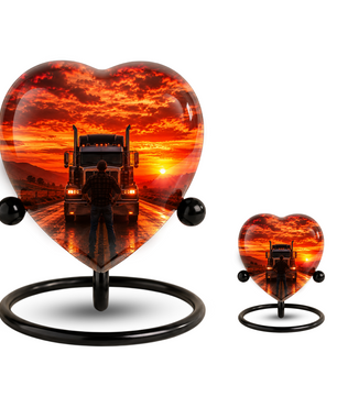 Personalized Trucker Cremation Urn for Ashes | Adult Memorial Urn for Truck Driver