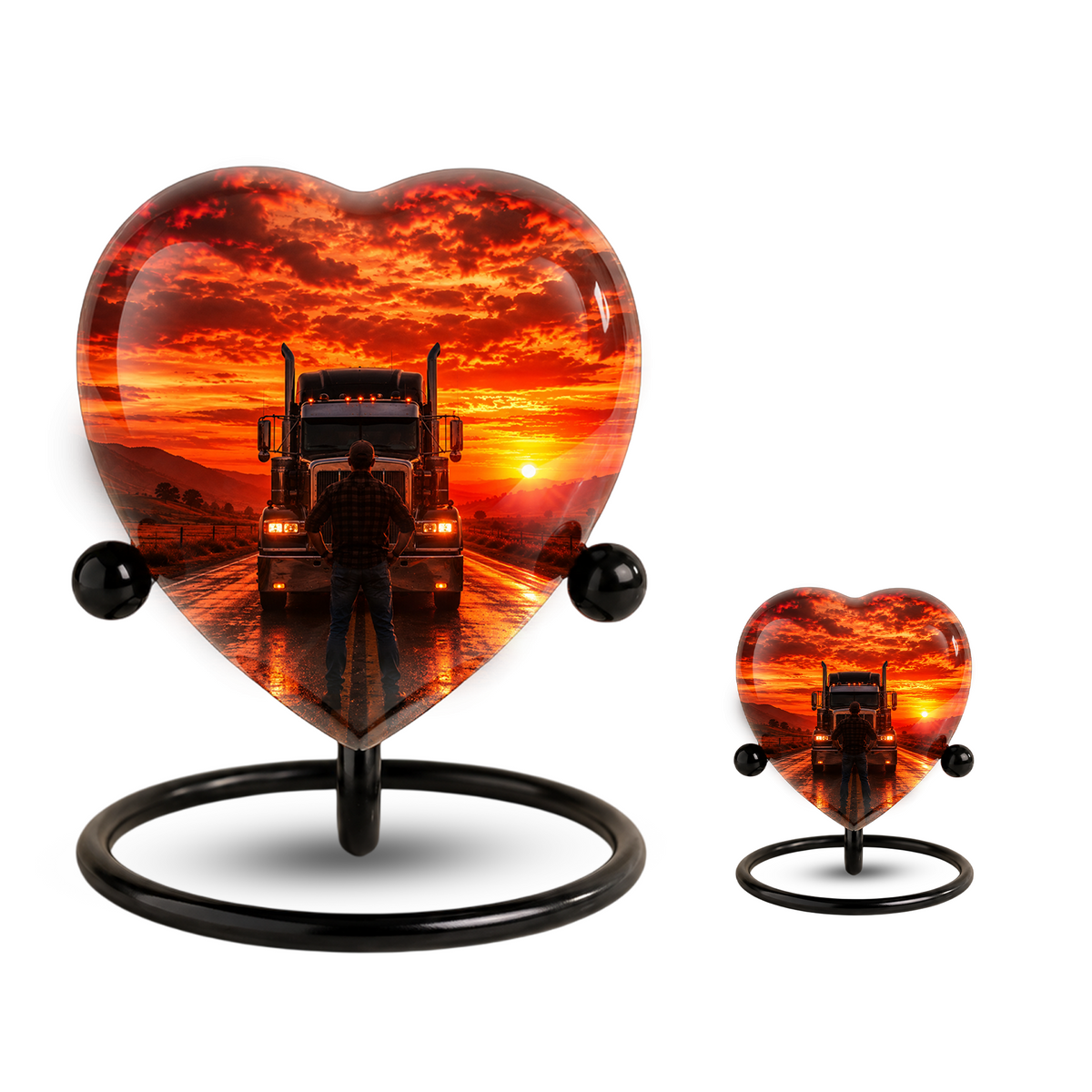 Personalized Trucker Cremation Urn for Ashes | Adult Memorial Urn for Truck Driver