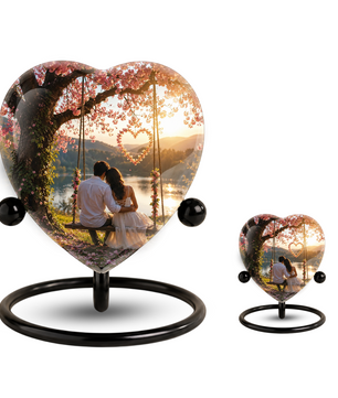 Loving Couple Heart Cremation Urn for Adults – Beautiful Adult Urn for Ashes, Romantic Memorial Urn for Husband & Wife