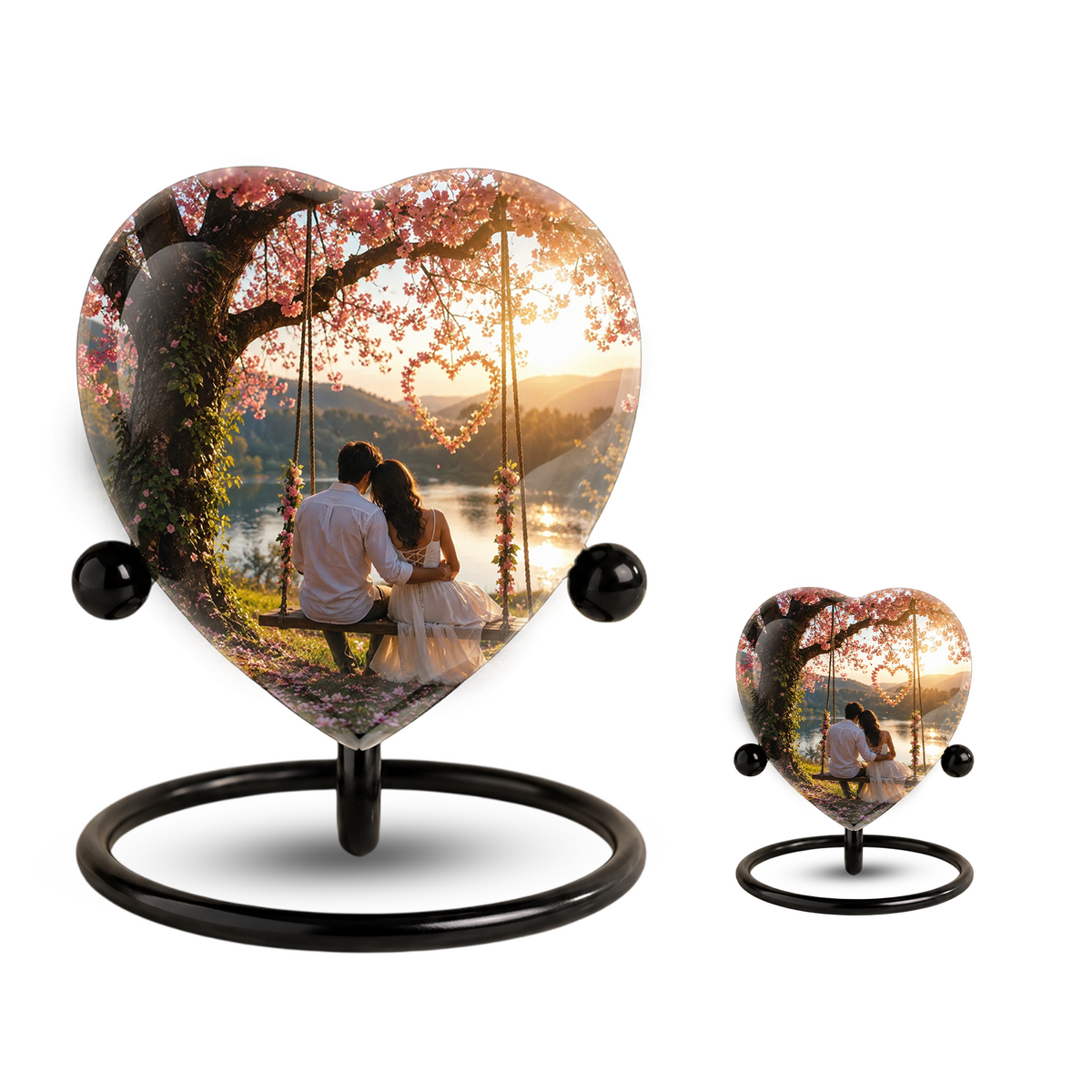 Loving Couple Heart Cremation Urn for Adults – Beautiful Adult Urn for Ashes, Romantic Memorial Urn for Husband & Wife