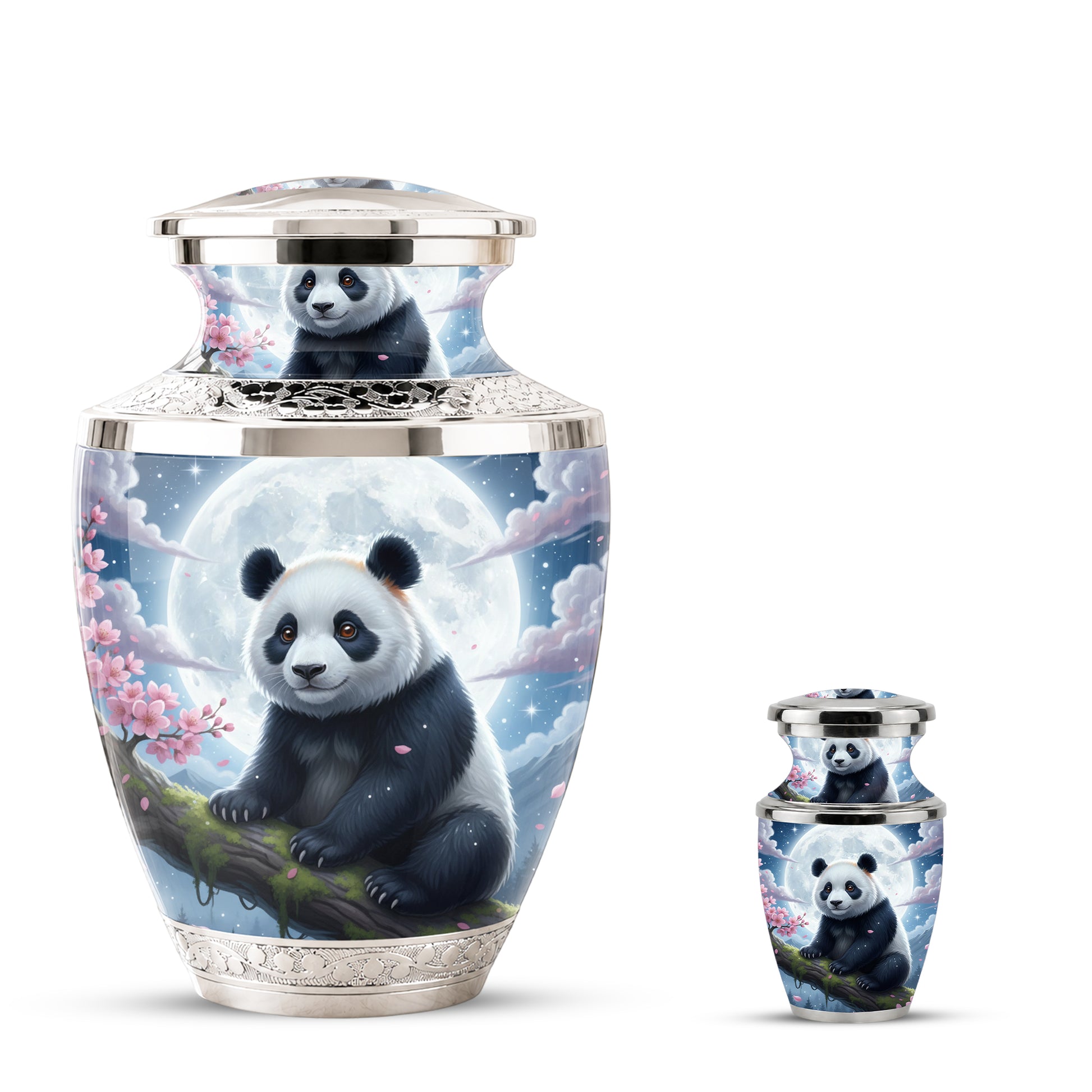 Panda Cremation Urn for Mom, Personalized Moon Memorial Urn for Baby Ashes