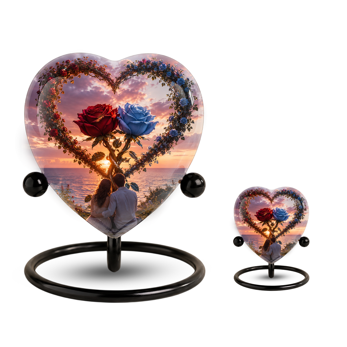 Heart Shaped Adult Cremation Urn for Ashes – Beautiful Rose Memorial Urn for Loved Ones
