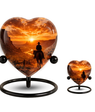 Cowboy Sunset Urn for Dad | Personalized Western Urn for Father & Ashes