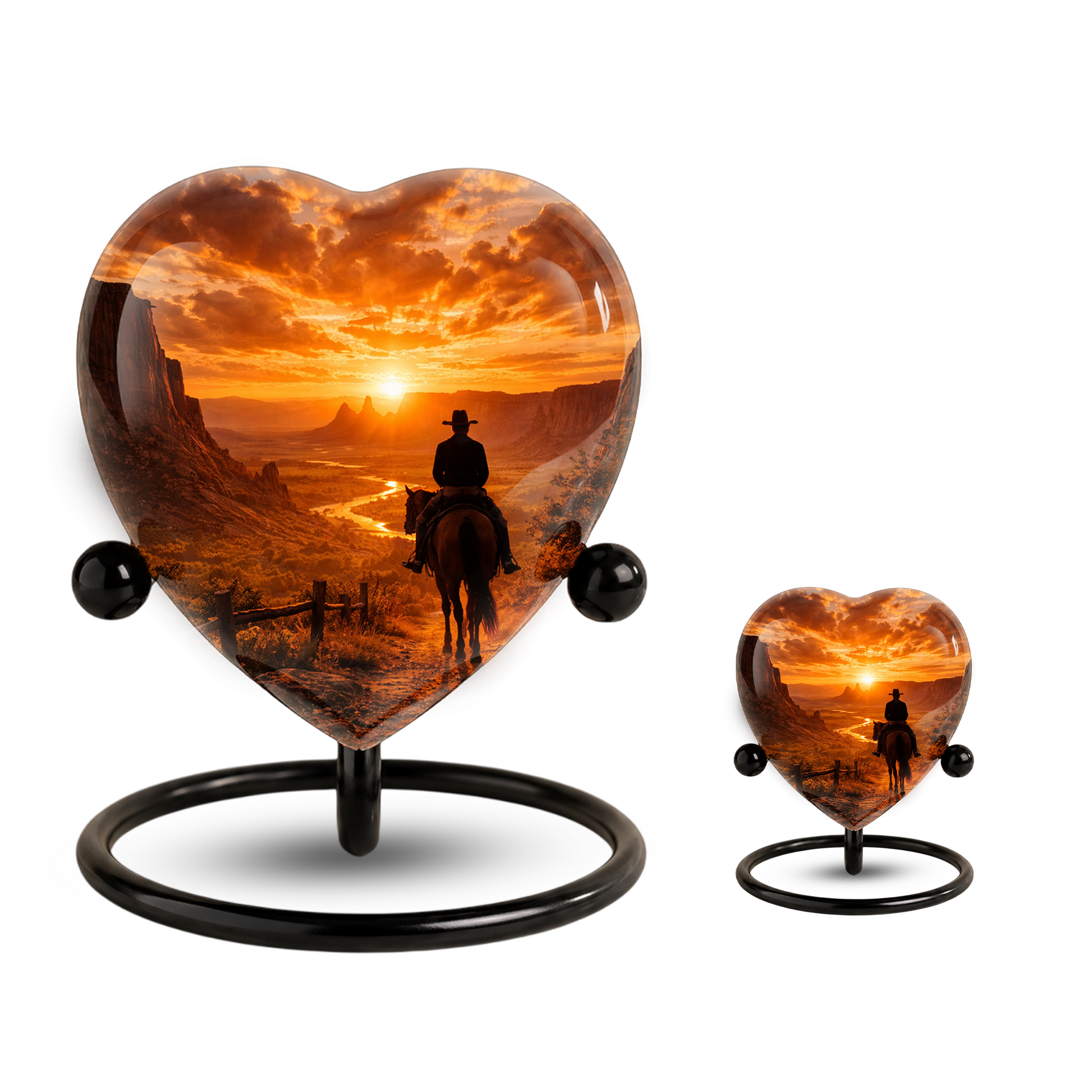 Cowboy Sunset Urn for Dad | Personalized Western Urn for Father & Ashes