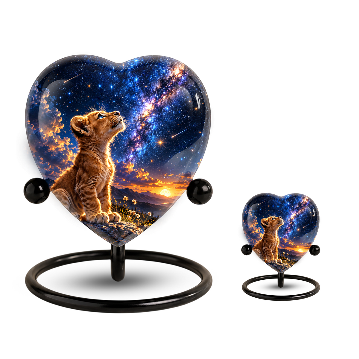 Lion Cub Heart Cremation Urn for Ashes, Personalized Adult Memorial Urn, Lion Urn for Loved One
