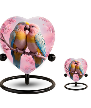 Beautiful Urn for Mother’s Ashes – Heart-Shaped Parrot Cremation Memorial Keepsake for Mom and Loved Ones