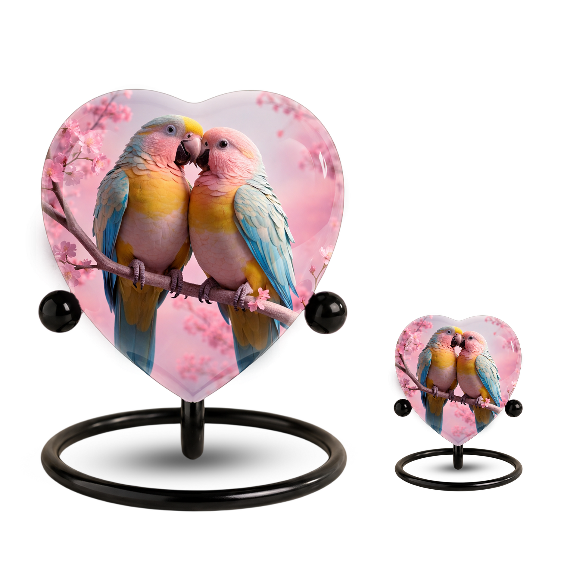 Beautiful Urn for Mother’s Ashes – Heart-Shaped Parrot Cremation Memorial Keepsake for Mom and Loved Ones