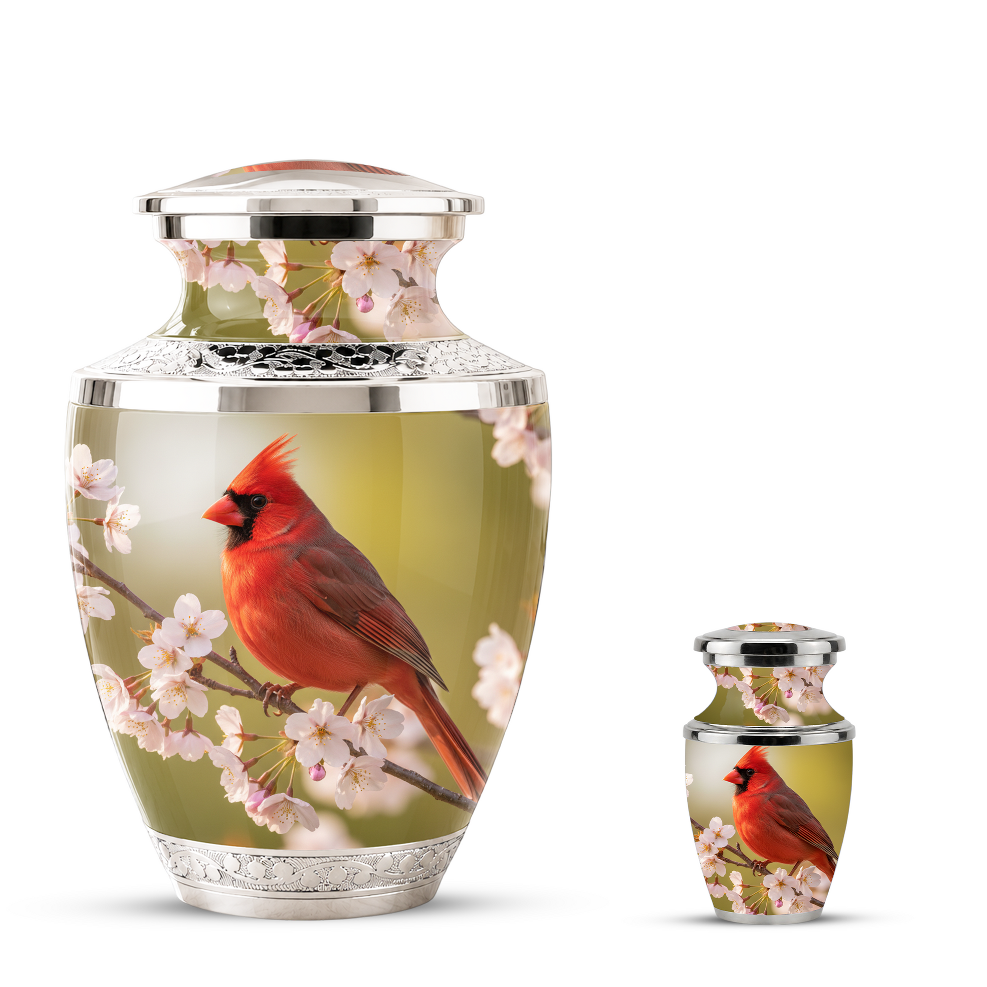 Red Cardinal Cremation Urn, Cardinal Memorial Urn for Human Ashes
