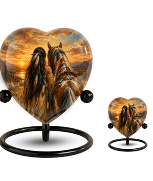 Personalized Horse Urn for Mom, Native American Cremation Urn for Women, Adult Female Memorial Urn, Custom Urn for Mother