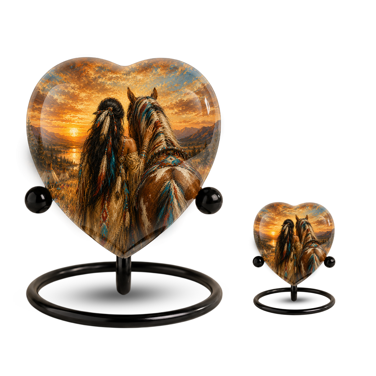 Personalized Horse Urn for Mom, Native American Cremation Urn for Women, Adult Female Memorial Urn, Custom Urn for Mother