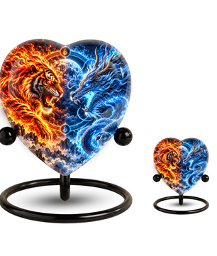 Tiger and Dragon Adult Urn for Ashes, Fire and Ice Memorial Urn, Personalized Adult Cremation Urn