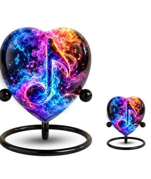Heart Shaped Music Note Urn for Ashes, Colorful Musical Memorial Urn, Personalized Music Lover Cremation Urn