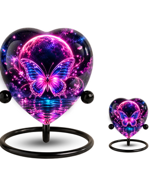 Pink Butterfly Adult Urn for Ashes, Purple and Blue Butterfly Memorial Urn, Celestial Moon Cremation Urn