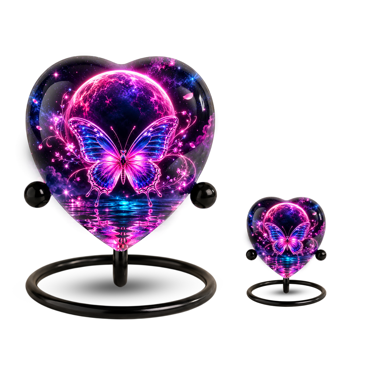 Pink Butterfly Adult Urn for Ashes, Purple and Blue Butterfly Memorial Urn, Celestial Moon Cremation Urn