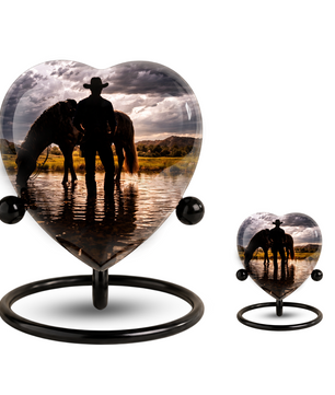 Horse & Cowboy Dad Urn for Ashes | Personalized Urn for Dad, Father & Son