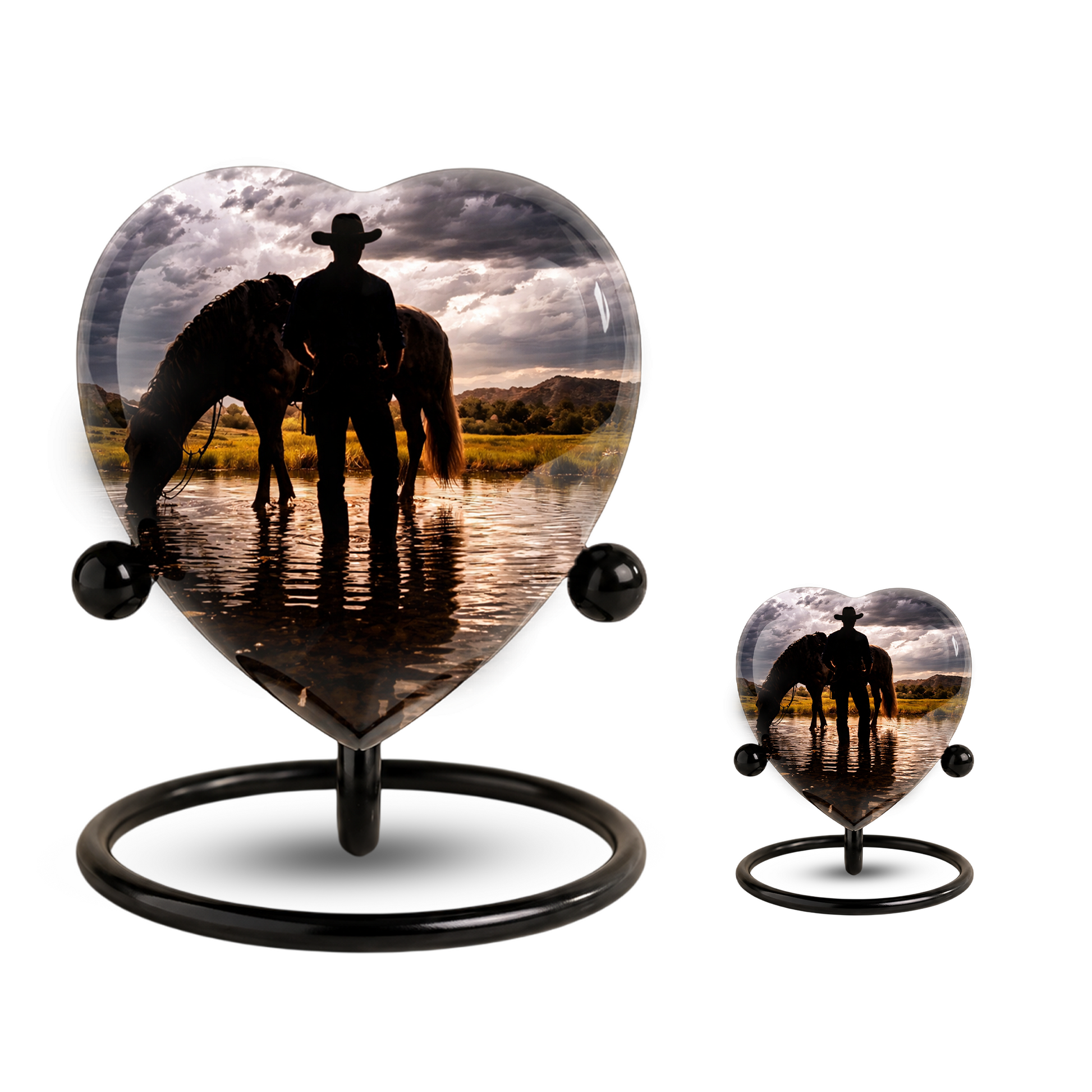 Horse & Cowboy Dad Urn for Ashes | Personalized Urn for Dad, Father & Son