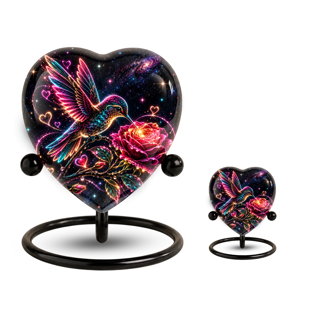 Hummingbird and Rose Urn for Ashes, Celestial Floral Adult Cremation Urn