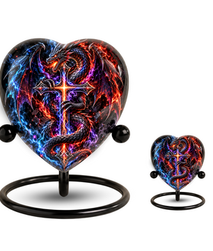 Dragon Cremation Urn for Ashes, Fantasy Dragon Memorial Urn, Cross Urn for Men, Personalized Adult Cremation Urn, Gothic Dragon Urn