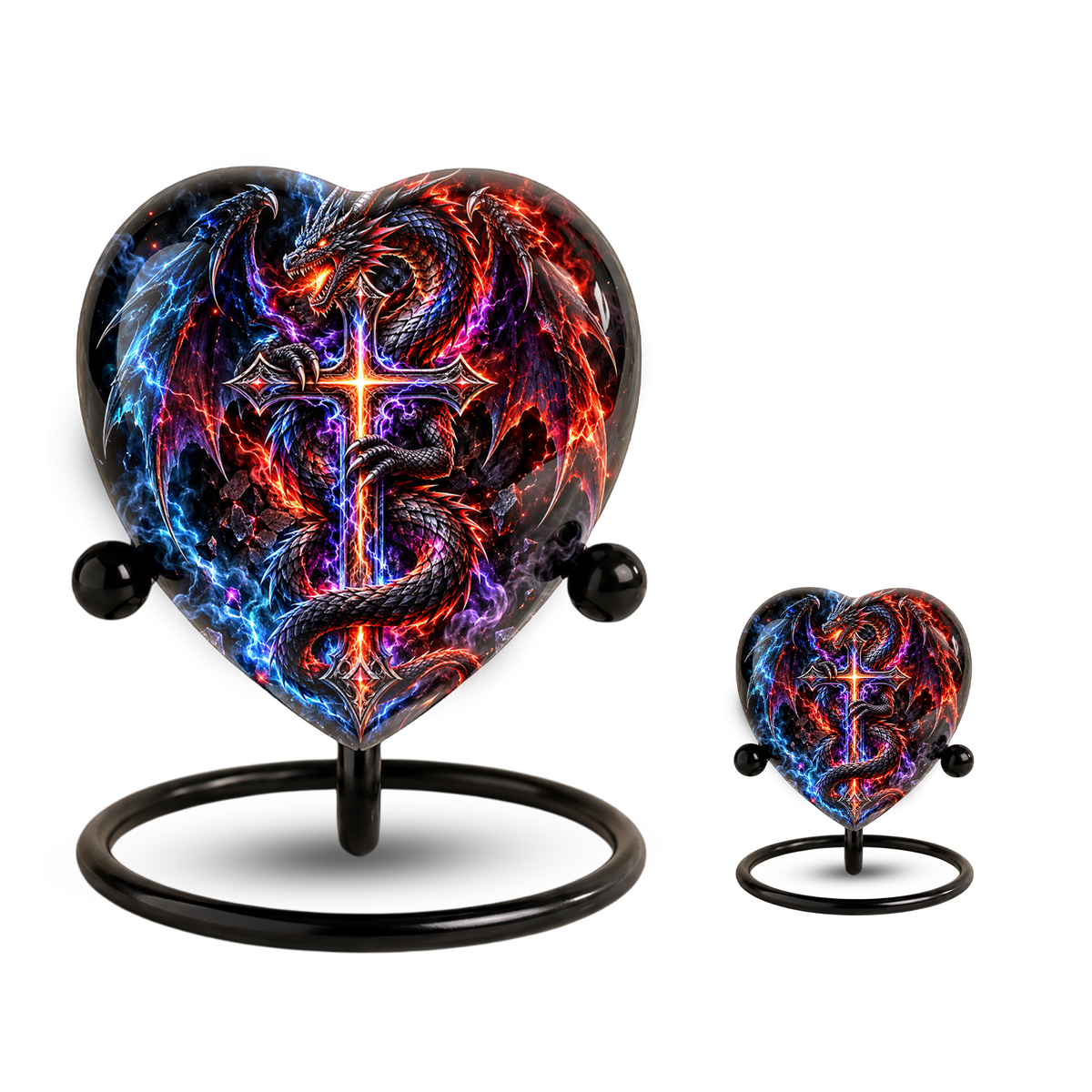 Dragon Cremation Urn for Ashes, Fantasy Dragon Memorial Urn, Cross Urn for Men, Personalized Adult Cremation Urn, Gothic Dragon Urn