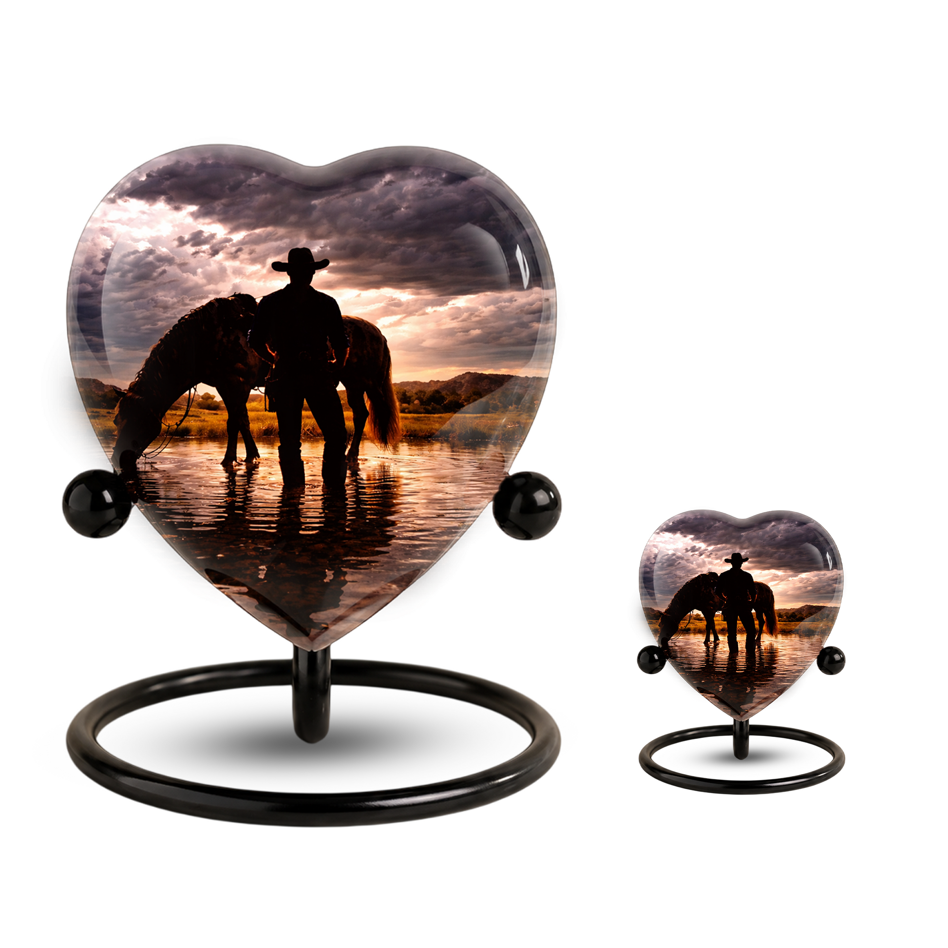 Cowboy Heart Urn for Dad, Personalized Keepsake Urn for Dad Memorial Urn for Men