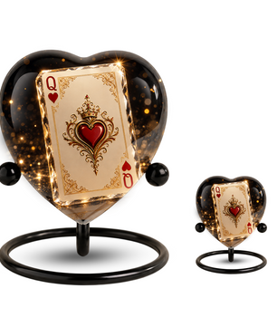 Queen of Hearts Adult Urn – Elegant Adult Cremation Urn for Ashes, Heart Memorial Urn