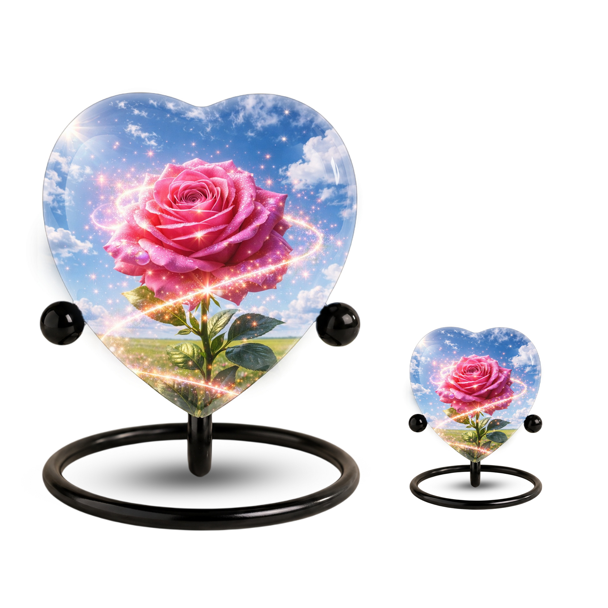 Pink Rose Heart Urn for Mom – Personalized Keepsake Urn for Mom, Beautiful Cremation Urn for Women