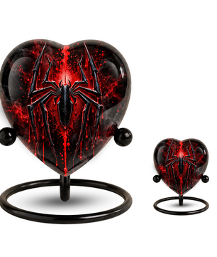 Spider Cremation Urn for Ashes, Gothic Spider Urn, Black Spider Memorial Urn, Red Spider Web Urn, Dark Fantasy Adult Urn, Personalized Heart Urn