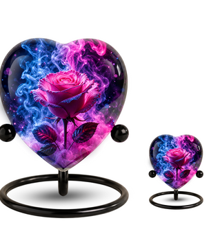 Pink Rose Adult Urn – Adult Urn for Ashes, Rose Cremation Urn, Heart-Shaped Adult Cremation Urn